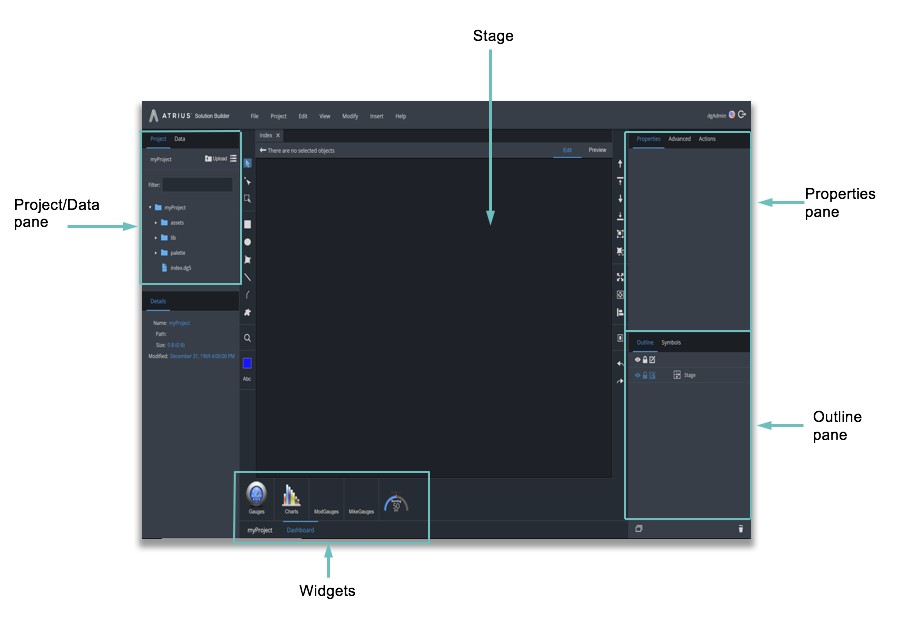 Atrius Solution Builder - primary panes